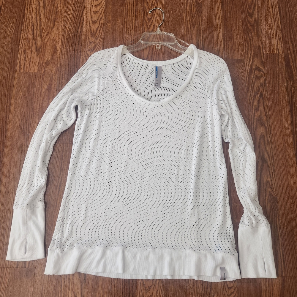 Mondetta White Sheer Blouse with Long Sleeves